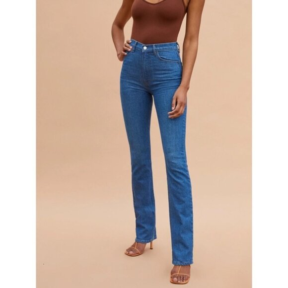 REFORMATION Cindy Bootleg / Peyton Flare Wide Leg Jeans La Jolla Blue 24 - Picture 2 of 11